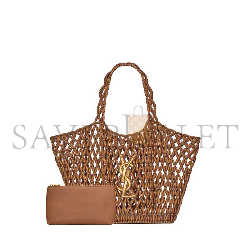 YSL ICARE MEDIUM IN WOOD BEADS 862071KAAAZ9384 (31*28*16cm)